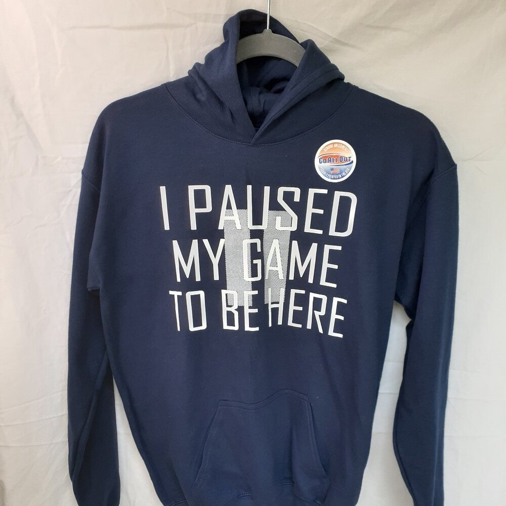 New Size Youth XL - I Paused My Game To Be Here - Blue Pullover Hoodie